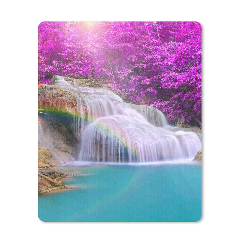 MuchoWow® Mauspad Mousepad Wasserfall - Bäume - Regenbogen Produktbild 