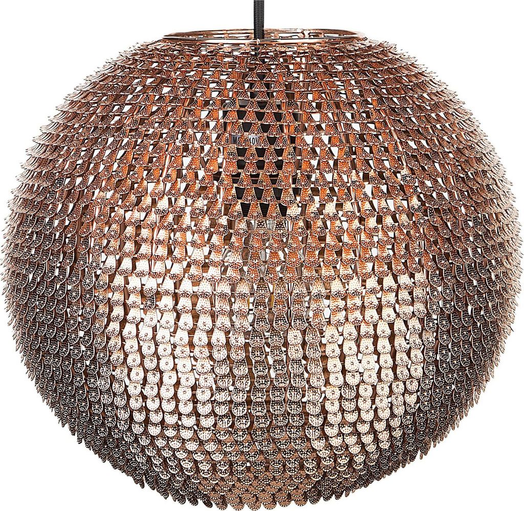 BELIANI Hängeleuchte Kupfer Metall runder Schirm mit Pailletten-Optik Discokugelform Glamourös
