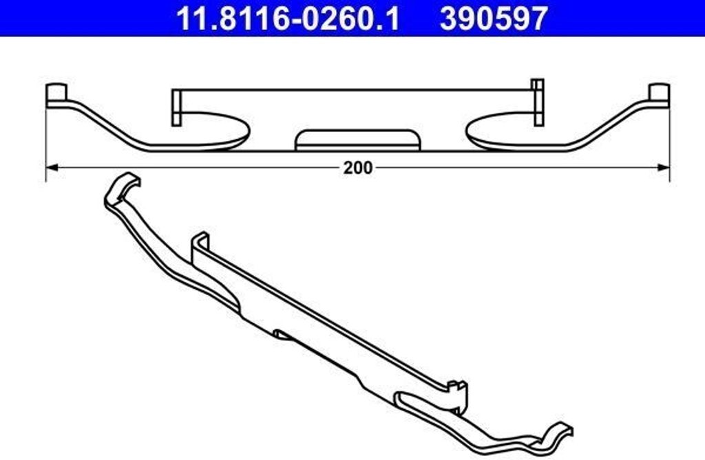 ATE 11.8116-0260.1 - OE 34 11 6 750 693 Feder, Bremssattel für A4 (8D), A8 (4D), TT (8N), Z8 (E52), Golf IV (1J), Passat (3B)