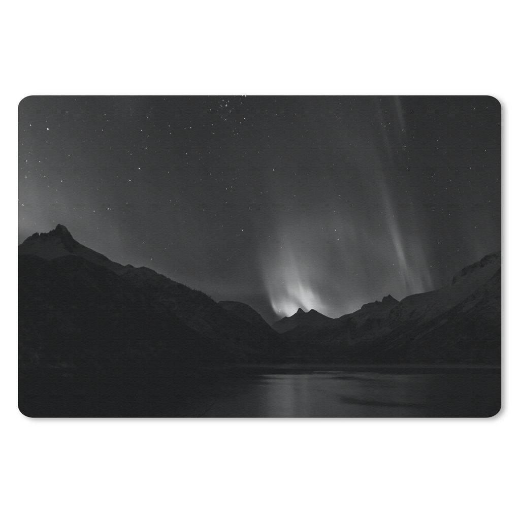 MuchoWow Schreibtischunterlage Berge - Nordlichter - Weltraum 60x40 cm - XXL Mauspad - Großes Mauspad