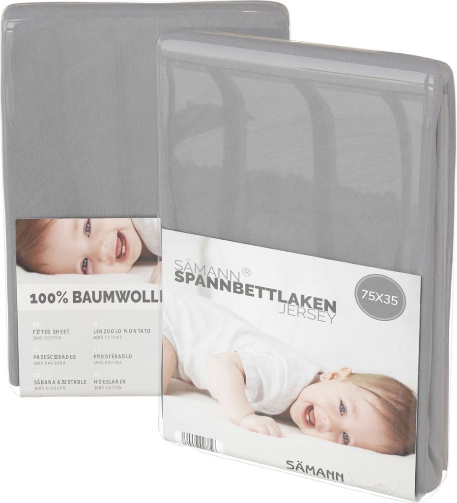 Spannbettlaken 75x35 cm Jersey grau