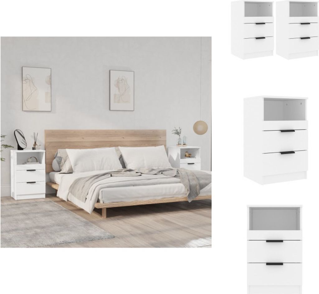 vidaXL Tables de chevet 2 pcs. Blanc Bois composite - Image du produit 