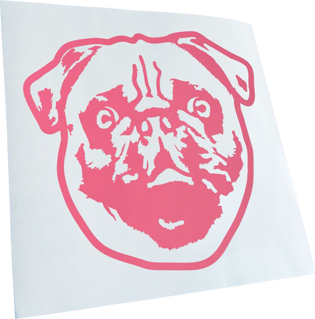 Kiwistar - Autoaufkleber - Pug Hund - Hellrosa - 24x22cm - Aufkleber für Auto, Laptop, Fahrrad, LKW, Motorrad Mehrfarbig JDM Decal Racing