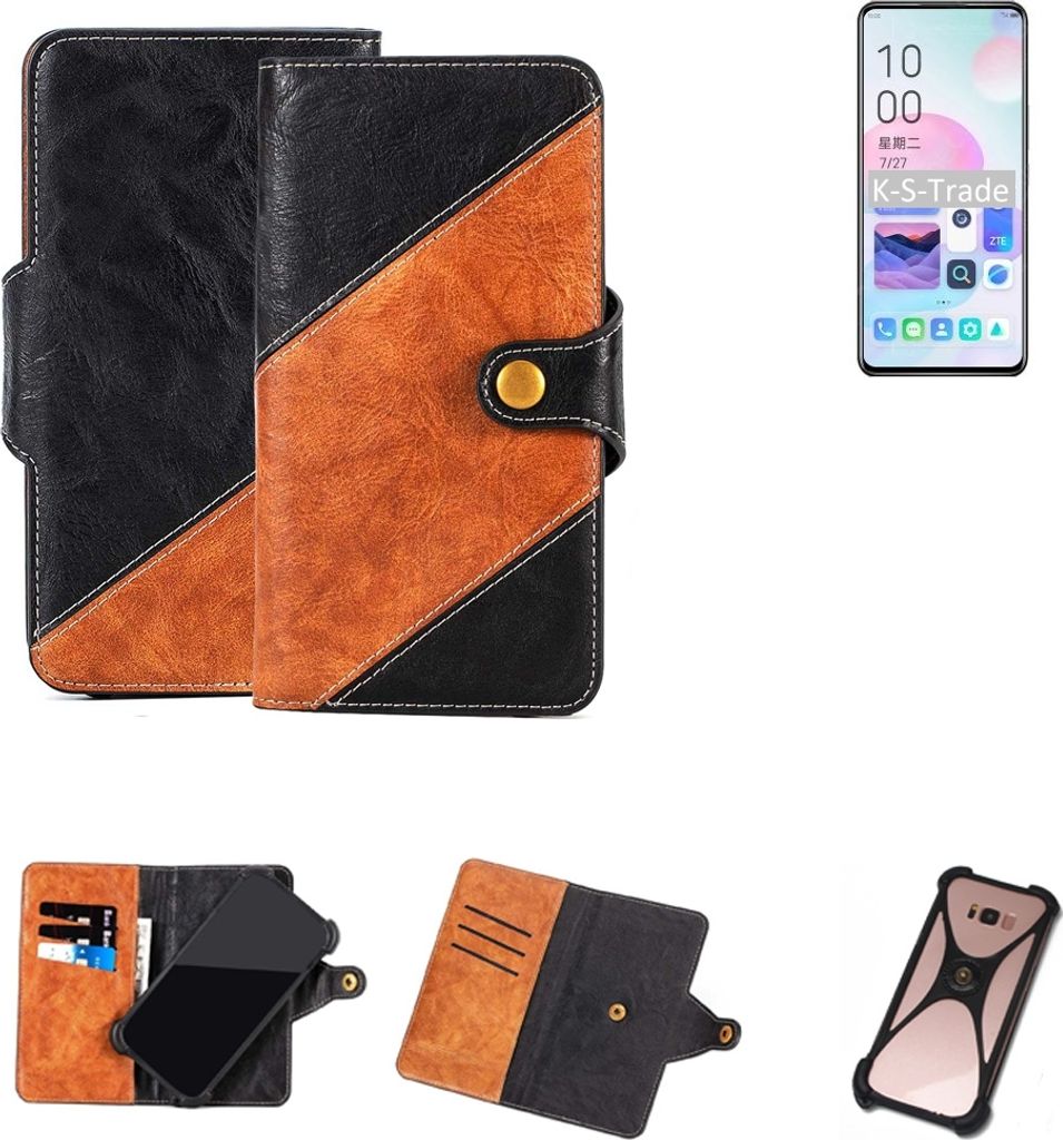 K-S-Trade Handyhülle Schutzhülle Bookstyle Case Wallet-Case kompatibel mit ZTE Axon 30 Ultimate Edition Handy Cover Bumper Klapphülle schwarz