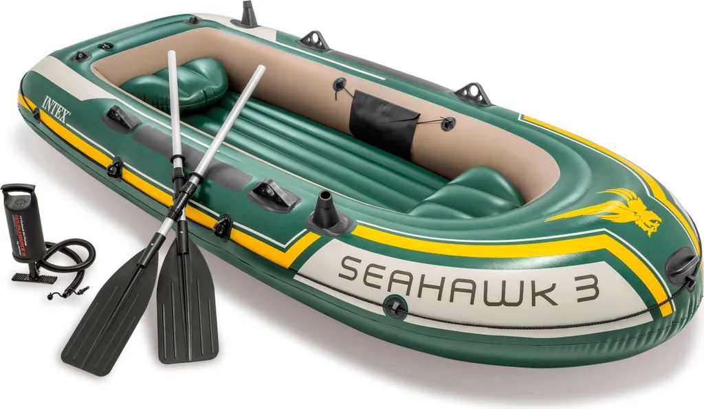 Intex Seahawk 3 Set Bateau Haute Résistance 360kg avec Pompe et Rames