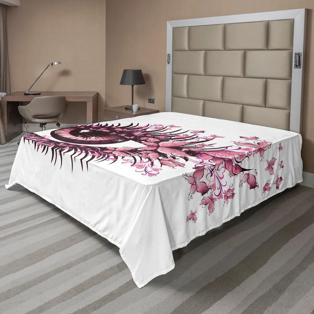 Drap de lit doux en microfibre Fairy Papillon 275 cm x 260 cm Rose Pâle