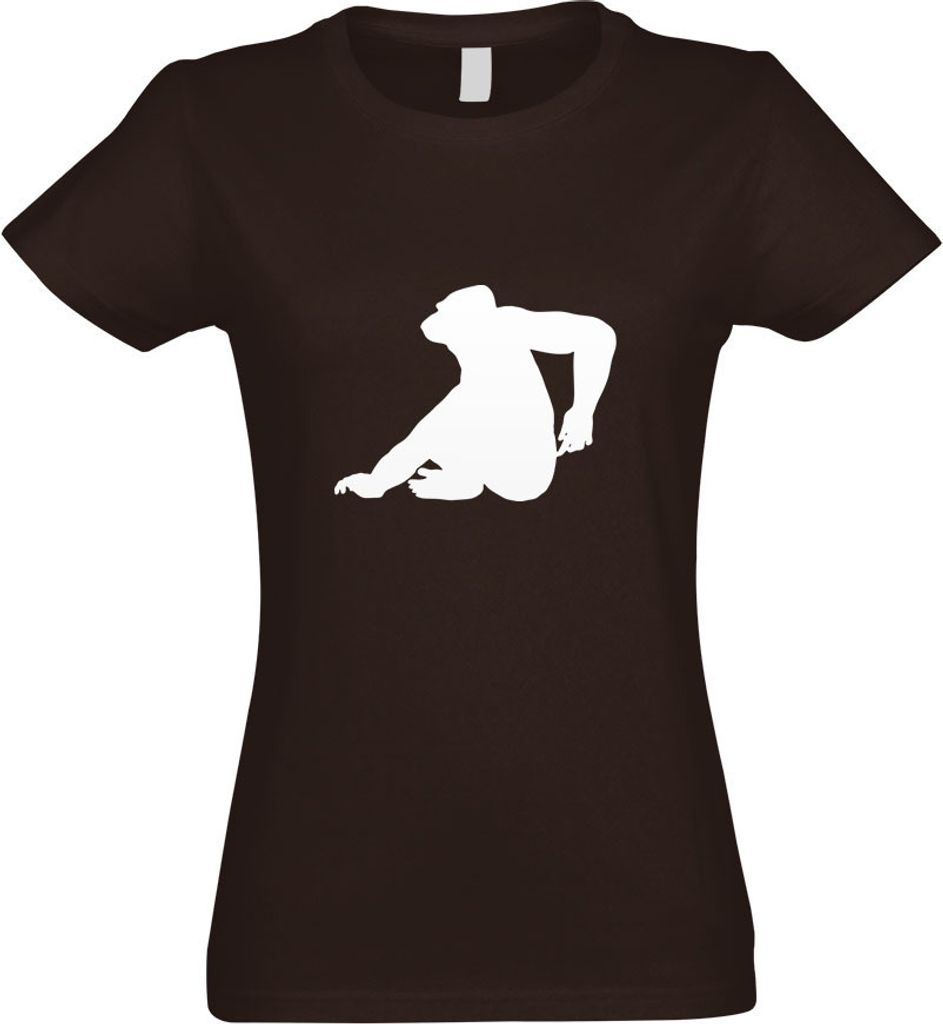 Kiwistar - T-Shirt tailliert - Damen - Chocolate - AFFE - Motiv 2 - Gorillas - mit Motiv Bedruckt - Funshirt Design - Sport - Freizeit - Damen - XXL
