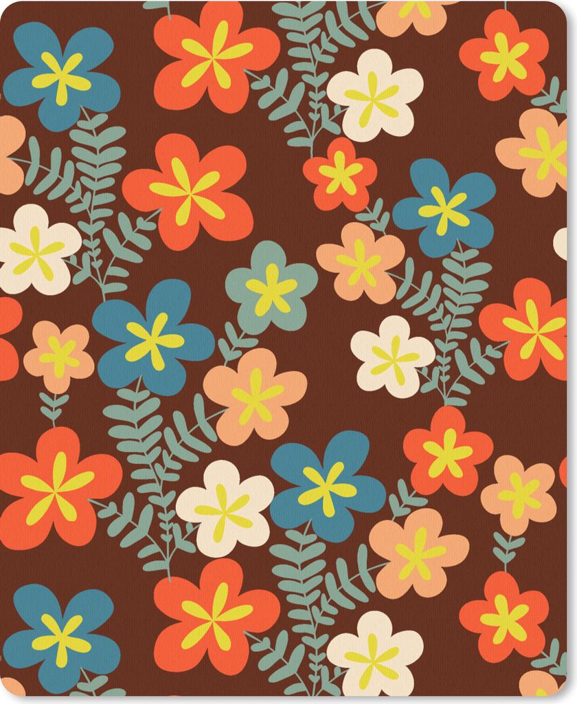MuchoWow Mauspad Mousepad Retro - Muster - Blumen - 1970er Jahre 30x40 cm - Mousepads - Maus Mat - Pad - Mausunterlage - Mausmatten