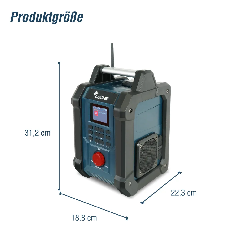 Radio numérique de chantier robuste Leicke DAB+ Bluetooth et écran LCD - 9