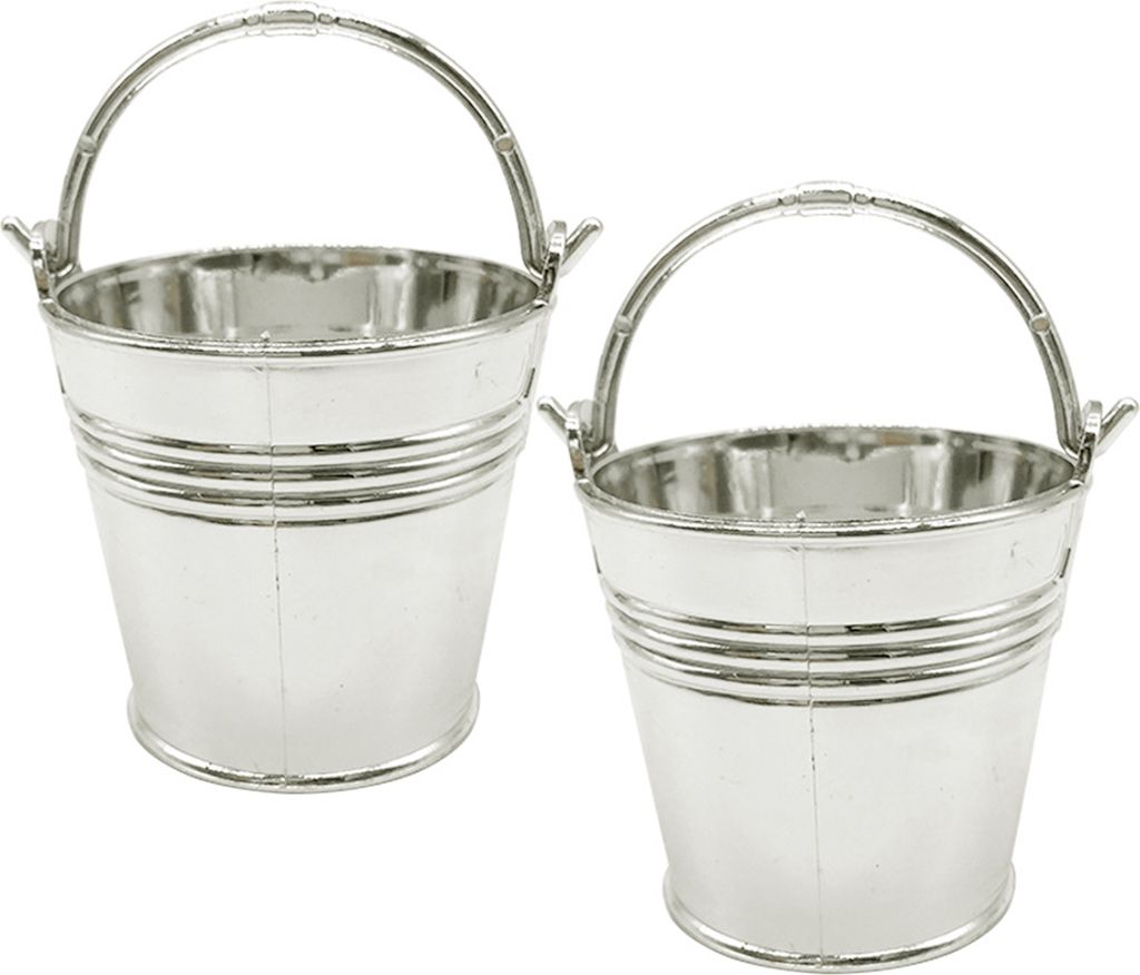 2pcs Mehrzwecke Anti-Slid Griff Candy Storage Bucket Plastik kreativer festlicher Berührungs-Snack-Aufbewahrungs-Bucket für Party-Silber