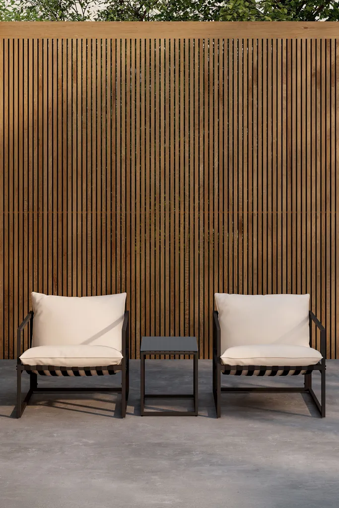 Messinasalon Ensemble de 2 Fauteuils et 1 Table d'Appoint Noire Design - 5