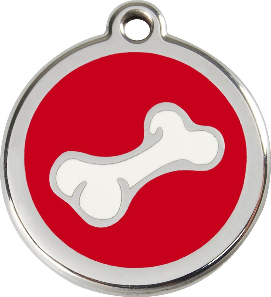 RedDingo Hundemarke mit individueller Gravur Cartoon Knochen rot, Größe: S