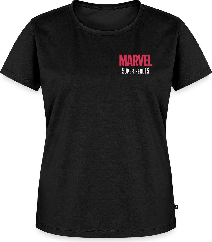 Spreadshirt Avengers Marvel Superhelden Chest- Und Backprint Frauen Premium T-Shirt, XS, Schwarz