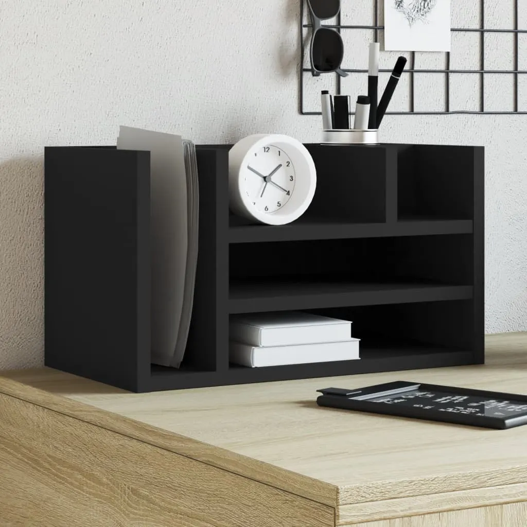 Organizer Scrivania Legno Nero 44,5x24x25 Maison Exclusive