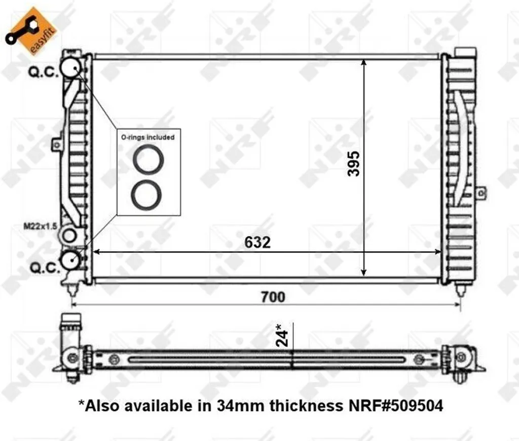 Radiateur pour refroidissement moteur Audi A4 B5 et VW Passat 3B 3BG