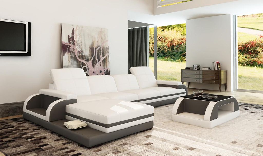 Ledersofa Couch Wohnlandschaft L-Form Design Modern Sofa Ecksofa Sofas Couchen
