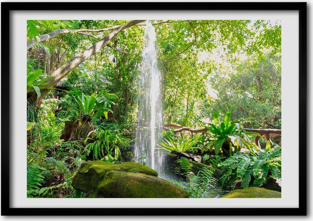 Bild - Bilderrahmen - 100 cm x 70 cm - MDF - Rahmen - Foto - Wandkunst Wasserfall