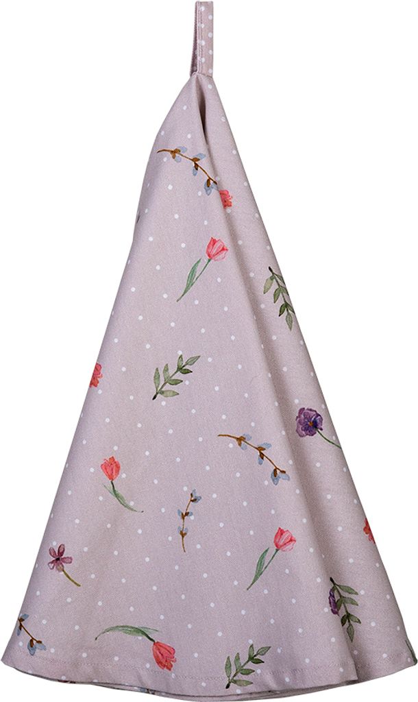 Clayre & Eef Geschirrtuch Ø 80 cm Beige Rosa Baumwolle Blumen