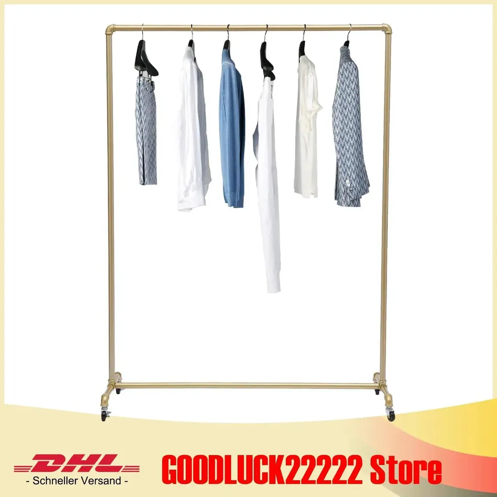 Optimisez votre dressing avec ce portant doré mobile solide et esthétique