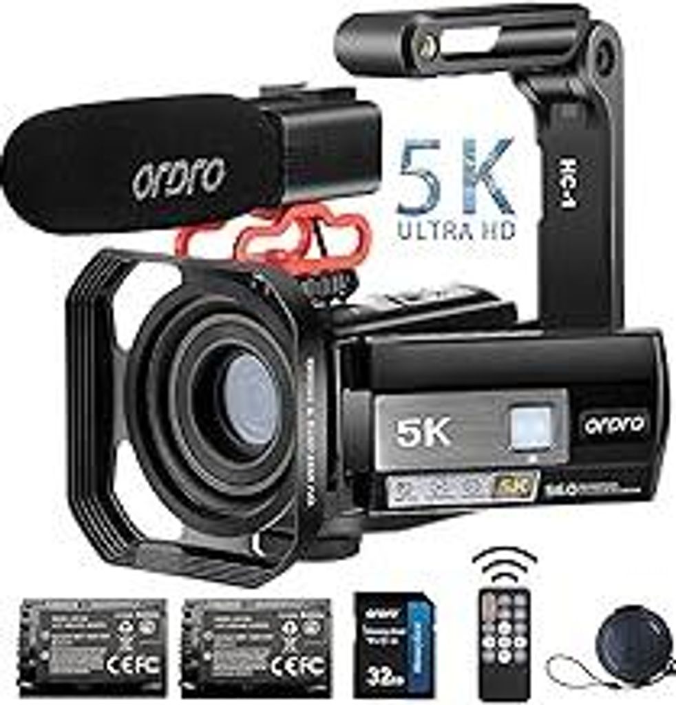 ORDRO AE20 Videokamera 5K 56MP Camcorder Vlogging Kamera für YouTube,WiFi Nachtsicht 3 270° drehbarer Touchscreen Video Vlogging Camera