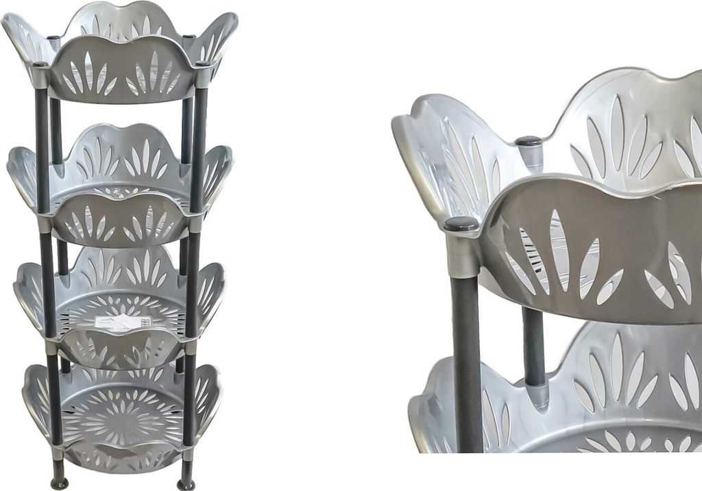 Obst Etagere Ständer Korb stapelbare Aufbewahrungskörbe 39x39x82cm Küchen Organizer 515902 Grau