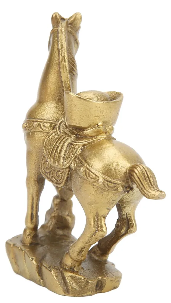 Sculpture de cheval debout en laiton vieilli - Objet déco pour buffet - 19