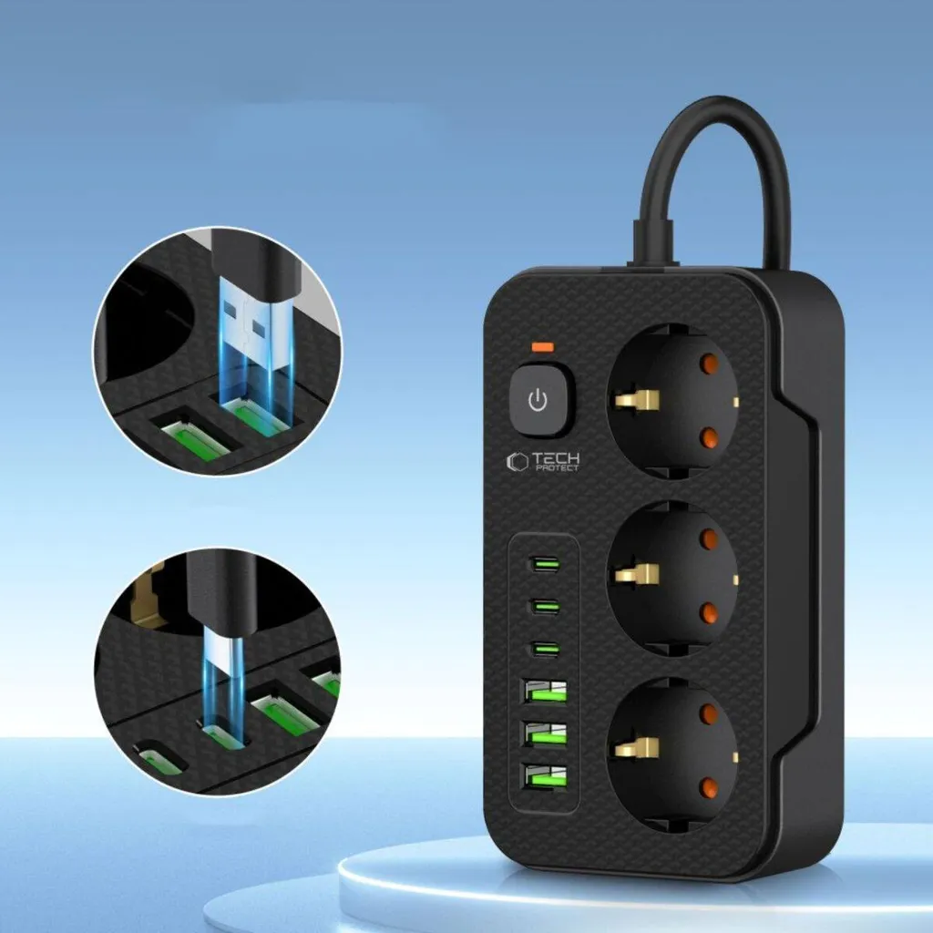 Multipresa Tech-Protect PC3X6 3 AC + 6 USB Smart Office 200cm - 9