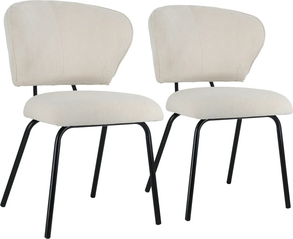 Chaise en velours côtelé beige NILSA : lot de 2 sièges de salon design