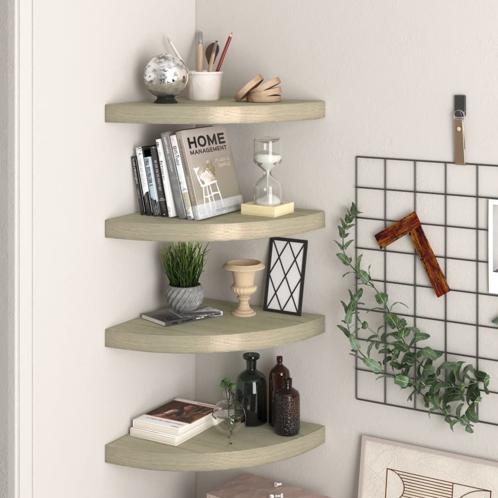 "2026 MODERNE"Eck-Schweberegale 4er set - modernes Design - Hängeregal/Küchenregal - Eichen-Optik 35x35x3,8cm MDF Promotion640577 - Wandregale
