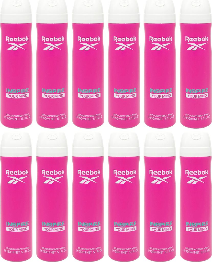 12x Reebok Bodyspray Inspire Your Mind 150ml Damen Deodorant Körper Duft Frauen