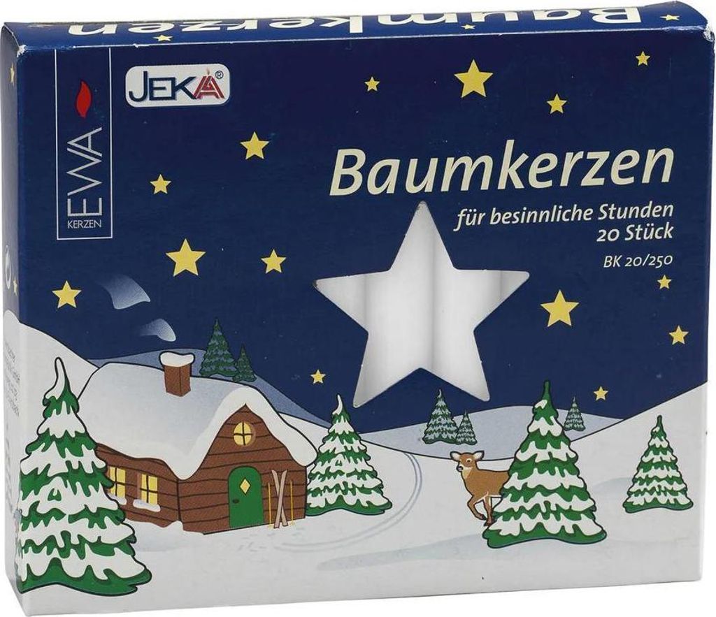 Baumkerzen Weiß , im 20er-Pack für Weihnachtsbaum und Deko (HxØ)10,5x1,3cm NEU