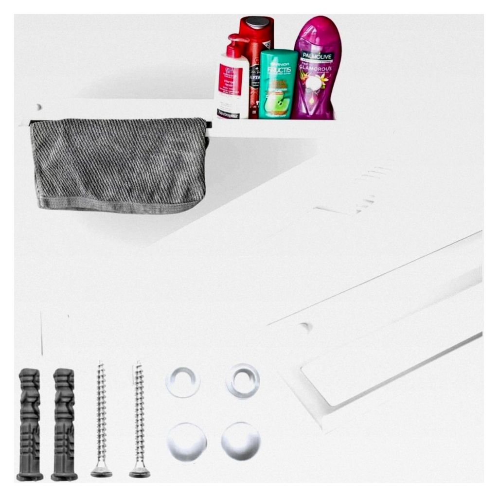 Duschregal Wandregal Badezimmer 60 cm Stahl rostfrei mit Handtuchhalter perforierte Ablage Wandmontage für Shampoo Duschgel Seifen