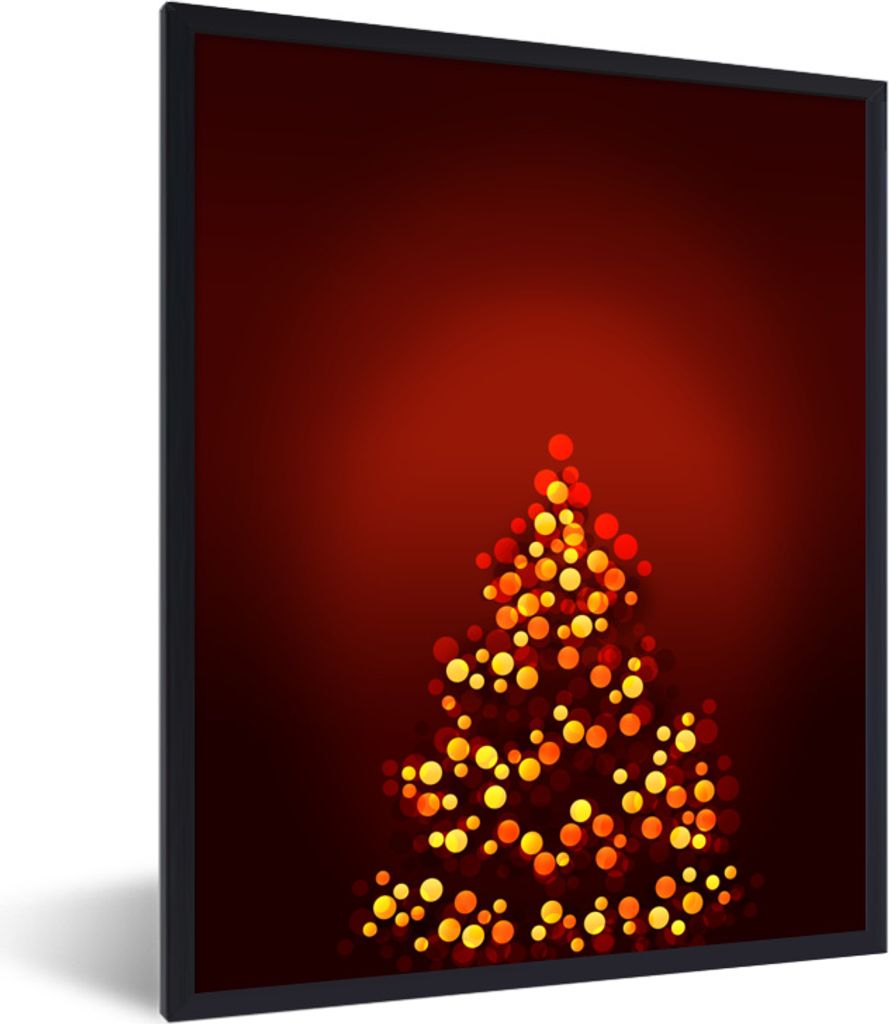 MuchoWow MuchoWow Gerahmtes Poster Abstrakter Weihnachtsbaum aus Lichtern 60x80 cm - Poster mit zchwarzem Bilderrahmen - Premium - Wanddeko Woh...