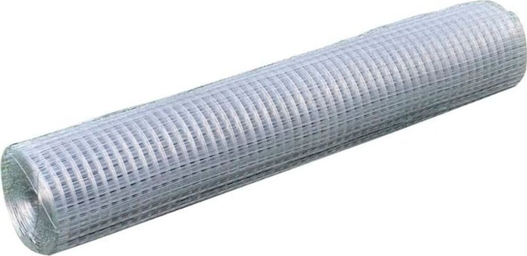 A roll of galvanized steel wire mesh, likely for fencing or animal enclosures, is shown on a white background.