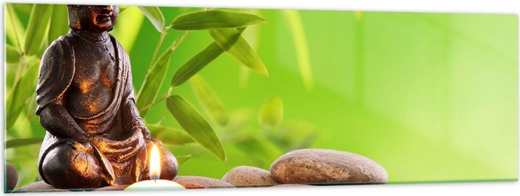 Bilder auf glas - Buddhismus Feng Shui Spa Bambus - 160x50cm - Glasbilder - Wandbilder - Kunstdruck - zum Aufhängen bereit - Wanddekoration aus Gl...
