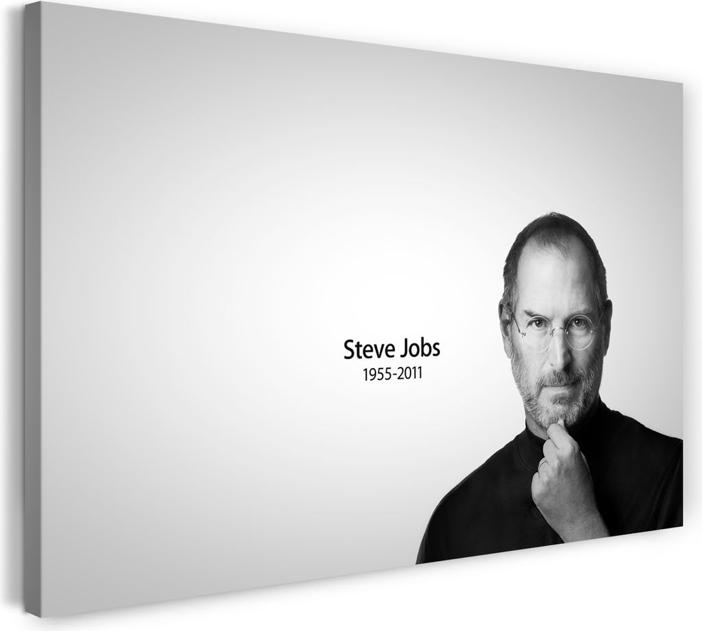 Leinwandbild (60x40cm): Steve Jobs, echter Holz-Keilrahmen inkl. Aufhänger, handgefertigt in Deutschland