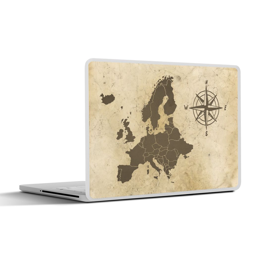 MuchoWow Laptop Aufkleber Sticker Cover Karte - Europa - Kompass 25x18 cm - Laptop-Deko