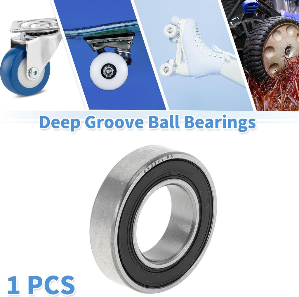 6902VV Rillenkugellager P5 15x28x7mm Geschmierte Lager Doppelgummilippe Schwarz Silberfarben für Scooter Skateboard Rad