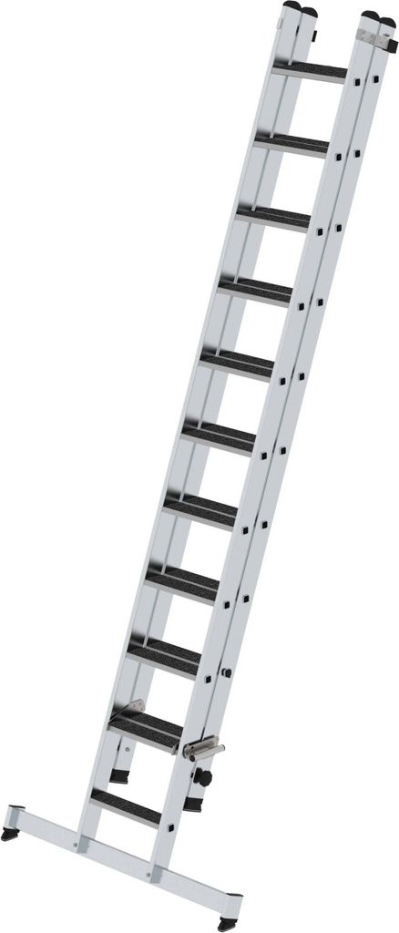 Stufen-Schiebeleiter 2-teilig mit nivello-Traverse und clip-step R13 1x11 + 1x10