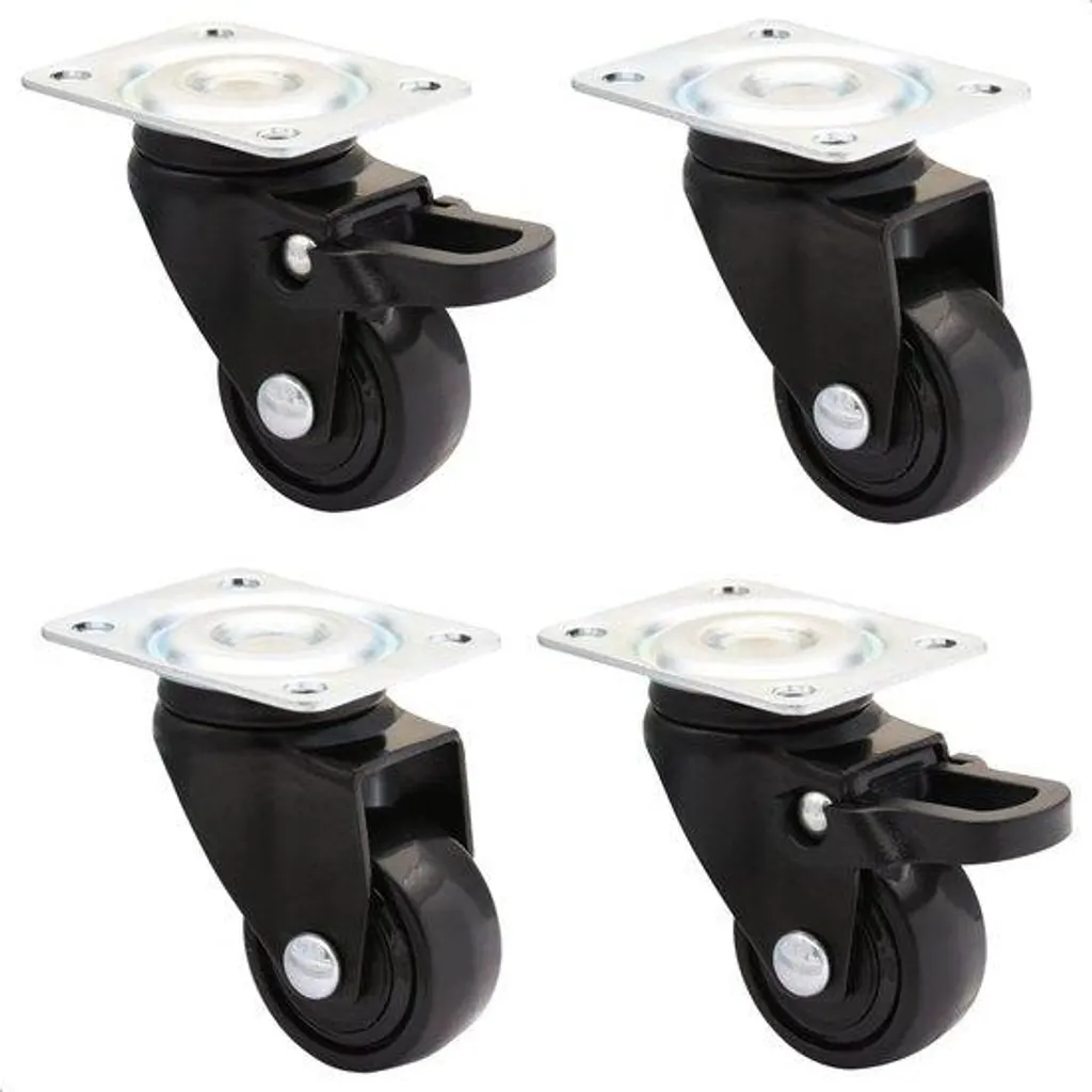 Roulettes pour petit meuble et sol fragile - Ø 25 mm - Lot de 4 noires