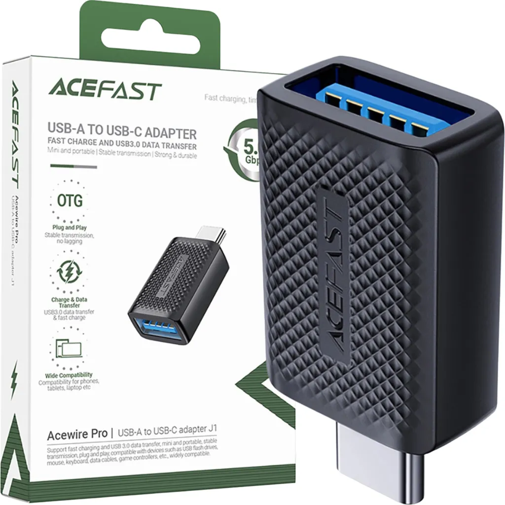Super Adattatore Acefast J1 USB-C | 5Gbps | USB 3.0 OTG Nero