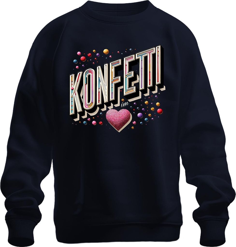 KONFETTI Herz bunte Kugeln Party Karneval Feier Fasching Köln Uni Sweatshirt Pullover, Navy, XL