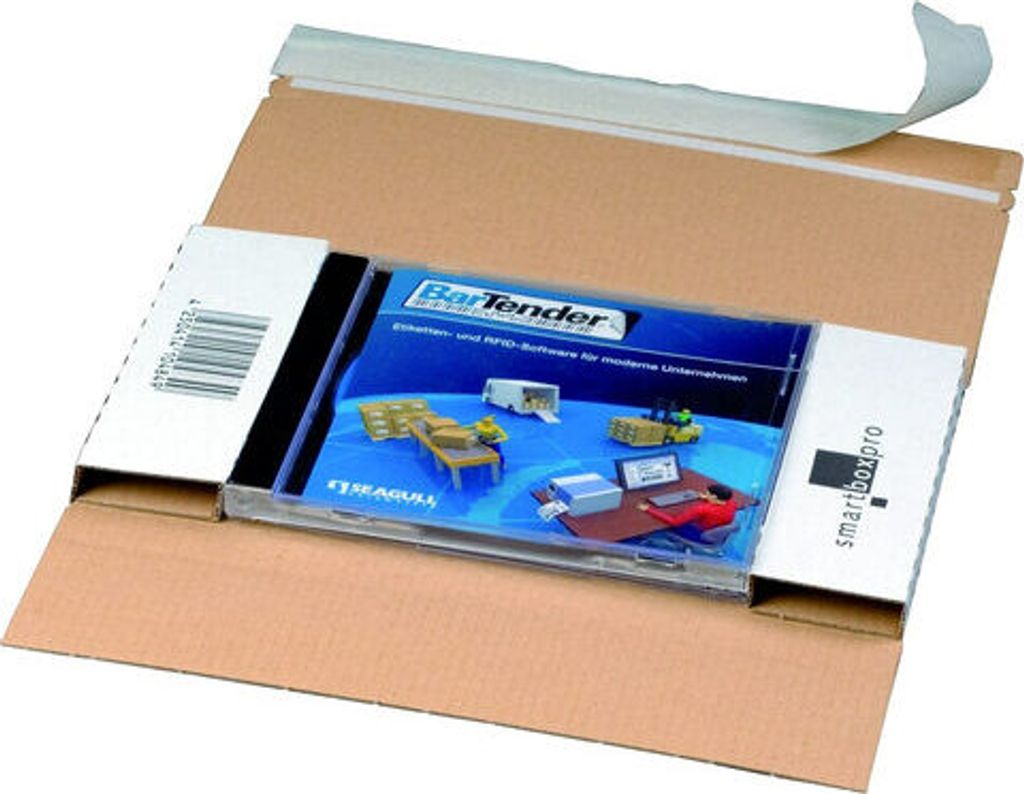 100x CD-Jewel-Mailer DIN Lang 225x125mm mit Fenster links | Selbstklebeverschluss & Aufreißfaden für 1 CD / DVD mit Hülle