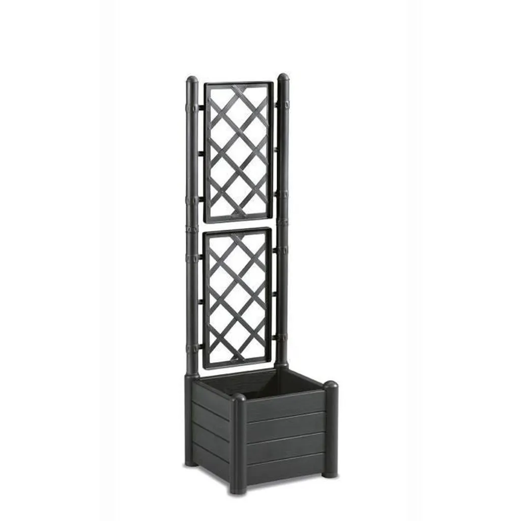 Jardinière carrée ITALIA avec treillis 30L en plastique anthracite