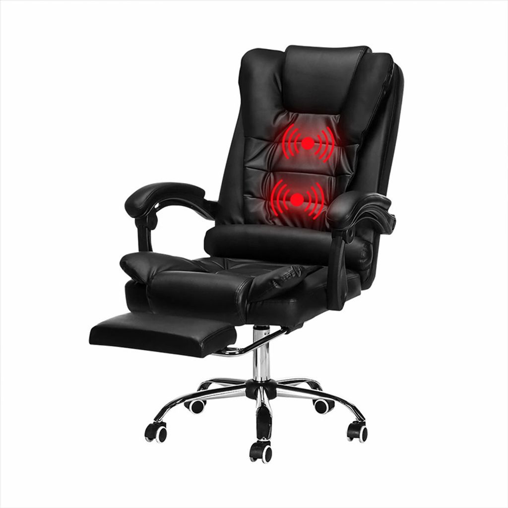 Chefsessel Schwarz Relax Stuhl Einstellbar Bürostuhl Drehstuhl Massagesessel 