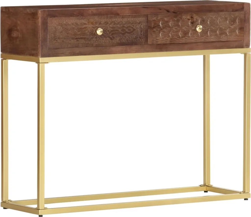 Table console 90x30x75 cm en bois de manguier massif - Finition naturelle