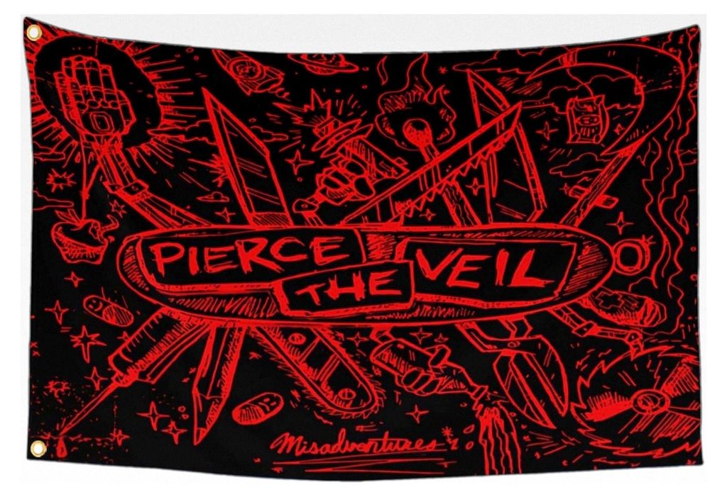 Pierces the Veil Flagge, Tapisserie-Poster, Banner, 90 x 150 cm, lustige Flaggen für Teenager, Mädchen, Schlafzimmer, Studentenwohnheim, Meme-Fla...