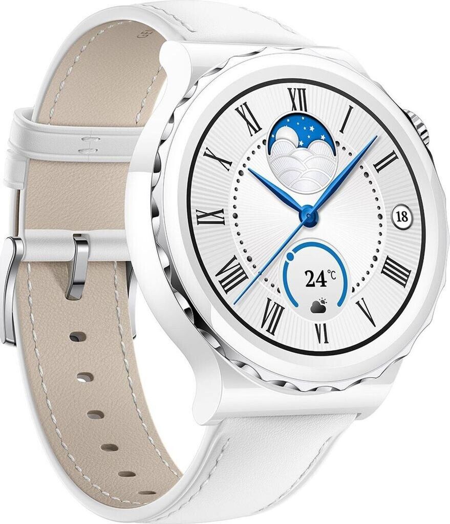 HUAWEI Watch GT3 Pro Smartwatch 43mm Keramik weißes Lederarmband - /