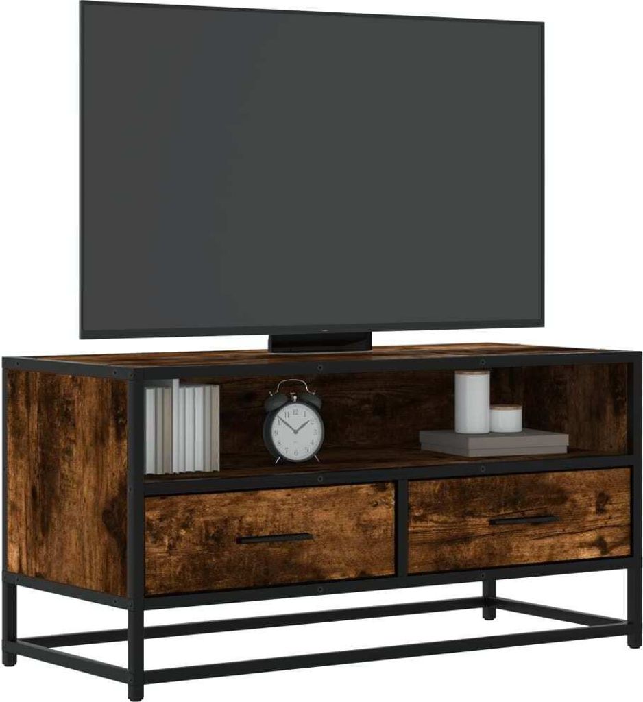 Maison Exclusive - TV-Schrank Räuchereiche 80x34,5x40 cm Holzwerkstoff und Metall