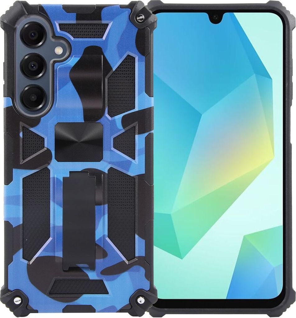 Mobigear Armor Stand Samsung Galaxy A16 Hülle Hardcase Backcover Stoßfest mit Ständer - Dunkelblau